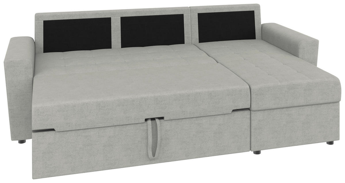 ECKSOFA TERMOLI in Jacquard Hellgrau  231/155 cm  - Hellgrau/Schwarz, Design, Kunststoff/Textil (231/155cm) - MID.YOU