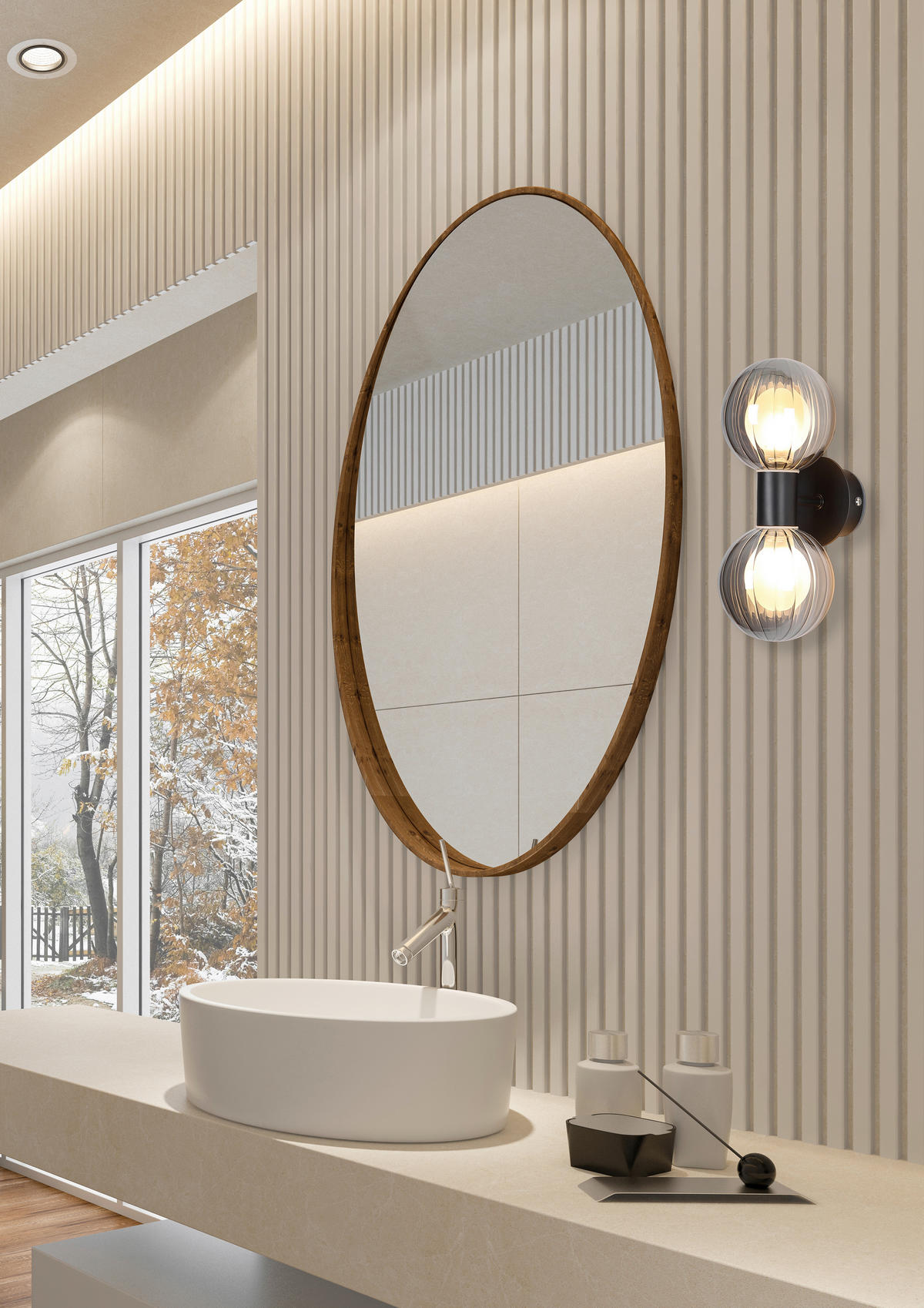 WANDLEUCHTE Luminsphere 28/12,4/8 cm  - Schwarz, Design, Glas/Metall (28/12,4/8cm)