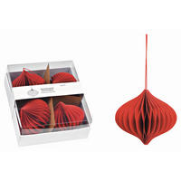 CHRISTBAUMKUGEL-SET 4-teilig  - Rot, Basics, Papier (17,0/8,0/17,0cm) - X-Mas