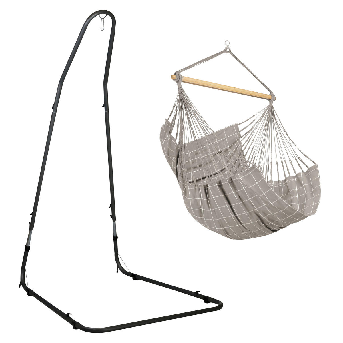 HÄNGESESSEL comfort outdoor 110/160/180 cm  - Hellgrau/Weiß, KONVENTIONELL, Holz/Textil (110/160/180cm) - La Siesta