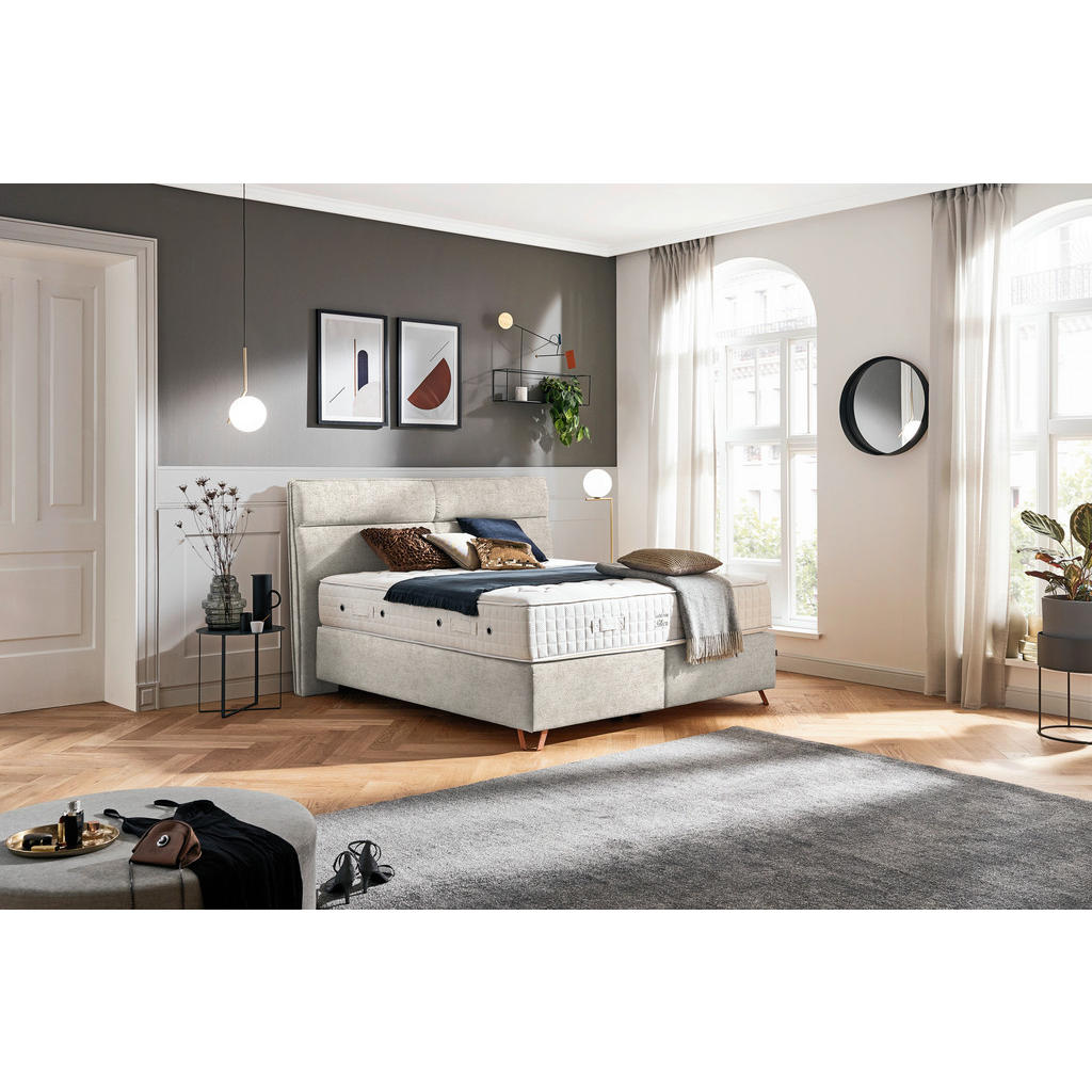 Thumbnail - Ambiente Boxspringbett, Beige, Textil, H2 + H3, 7-Zonen, Höhe ca. 31 cm, 180x200 cm, Über- und Sondergrößen erhältlich, ...