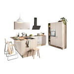 ECKKÜCHE  in Grau, Kaschmir, Tannenholzfarben  - Kaschmir/Tannenholzfarben, Design, Holzwerkstoff/Metall (121,6/280/150cm) - Xora