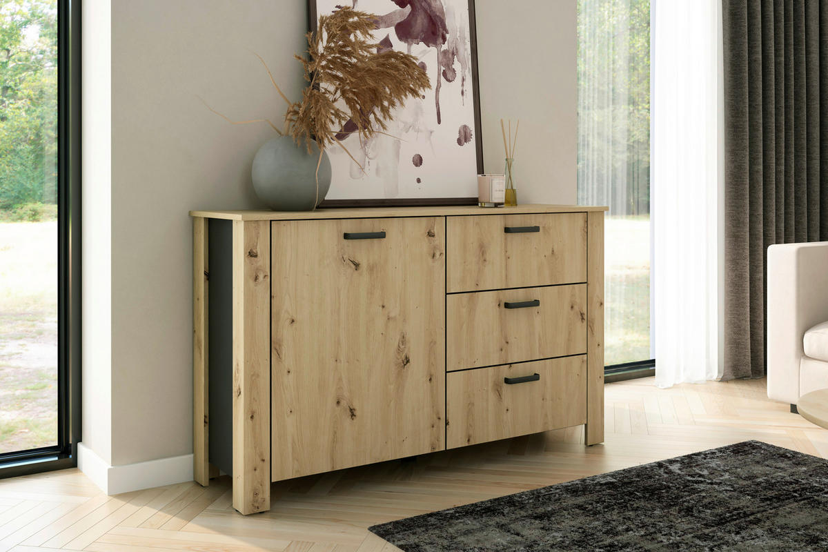 SIDEBOARD  in 140/84/40 cm  - Schwarz/Eiche Artisan, Design, Holzwerkstoff/Kunststoff (140/84/40cm) - MID.YOU