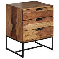 NACHTTISCH 50/65/40 cm  in massiv Sheesham Sheeshamfarben  - Sheeshamfarben/Schwarz, Design, Holz/Metall (50/65/40cm) - MID.YOU