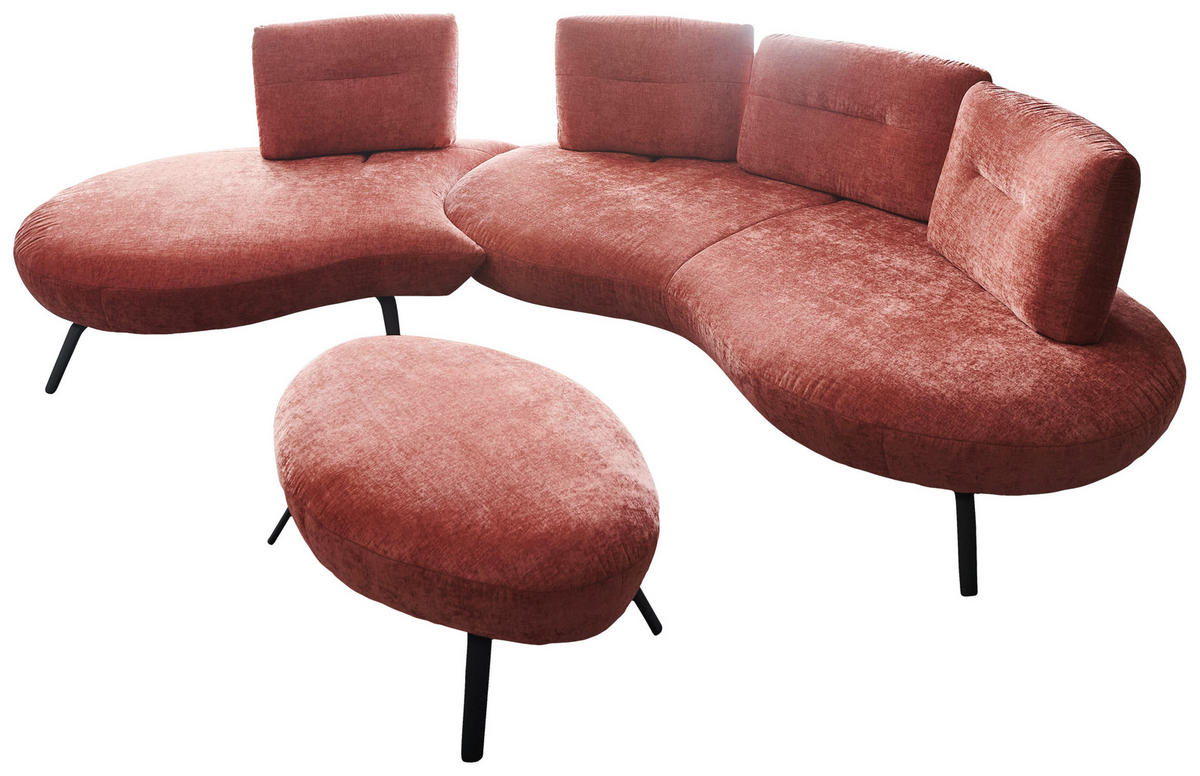 BIGSOFA Flachgewebe Rot  - Rot/Schwarz, Design, Textil/Metall (456/93/138cm) - Moderano