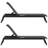 SONNENLIEGE 60/35/200 cm  - Schwarz, KONVENTIONELL, Metall (60/35/200cm) - Gardenson
