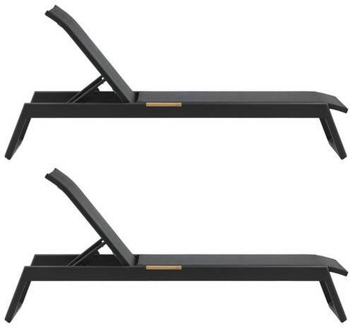 SONNENLIEGE 60/35/200 cm  - Schwarz, KONVENTIONELL, Metall (60/35/200cm) - Gardenson