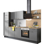 KÜCHENBLOCK XO 15 290 cm  in Graphitfarben, Grau, Eichefarben  - Edelstahlfarben/Eichefarben, Design, Holzwerkstoff/Metall (290cm) - Xora