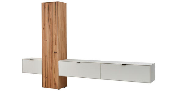 WOHNWAND in Weiß, Eichefarben 320,7/205,5/37,1 cm - Eichefarben/Weiß, Design, Glas/Holz (320,7/205,5/37,1cm) - Dieter Knoll