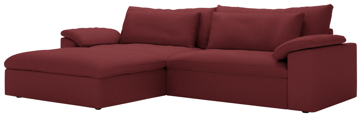 ECKSOFA  Chenille Bordeaux  - Bordeaux/Schwarz, Modern, Kunststoff/Textil (198/306cm) - Carryhome