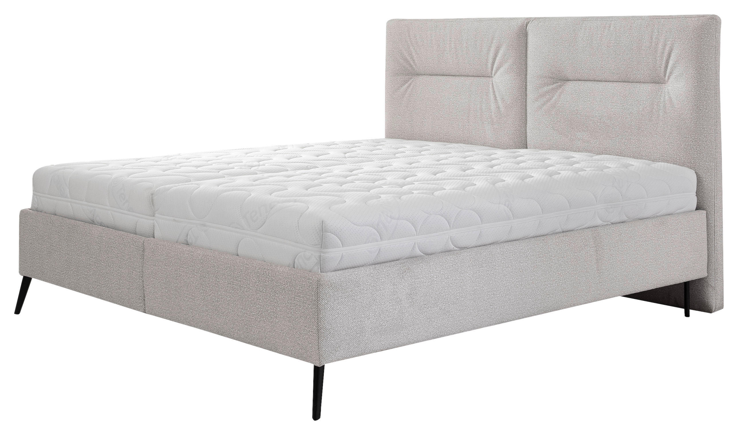 KÁRPITOZOTT ÁGY 180/200 cm  szürkésfehér  - natúr színű/fekete, Basics, textil/fa (180/200cm) - Esposa