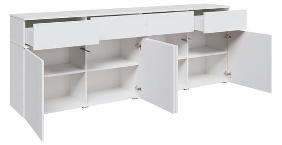 SIDEBOARD  220/80/40 cm 4 Schublade(n)  - Silberfarben/Weiß, Design, Holzwerkstoff/Kunststoff (220/80/40cm) - Xora