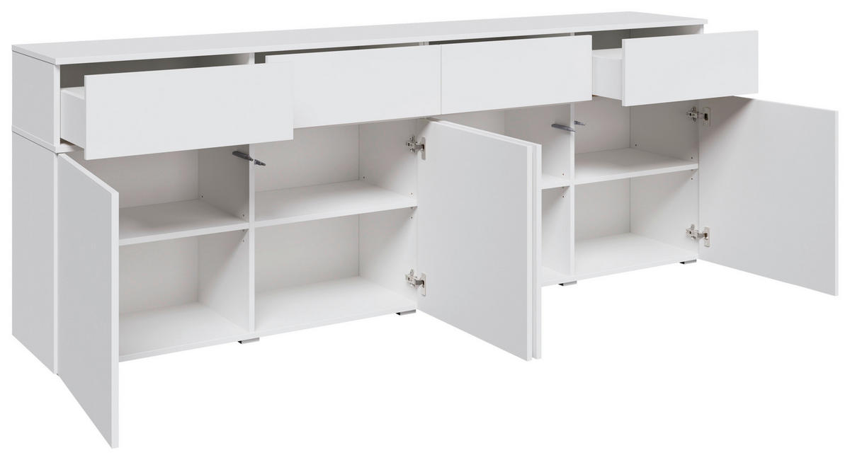 SIDEBOARD  220/80/40 cm 4 Schublade(n)  - Silberfarben/Weiß, Design, Holzwerkstoff/Kunststoff (220/80/40cm) - Xora