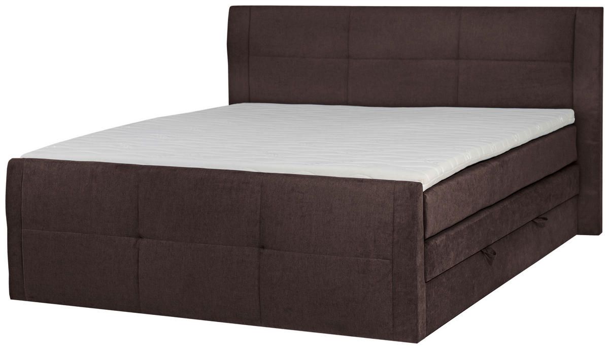 BOXSPRINGBETT 160/200 cm  in Braun  - Schwarz/Braun, KONVENTIONELL, Kunststoff/Textil (160/200cm) - Boxxx