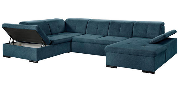 WOHNLANDSCHAFT  in Chenille Dunkelblau  - Dunkelblau/Grau, KONVENTIONELL, Kunststoff/Textil (188/340/240cm) - Carryhome