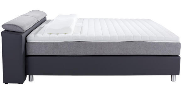 Boxspringbett mit Topper & Matratze H2 180x200cm Hampton - Anthrazit/Alufarben, KONVENTIONELL, Textil (180/200cm) - Luca Bessoni