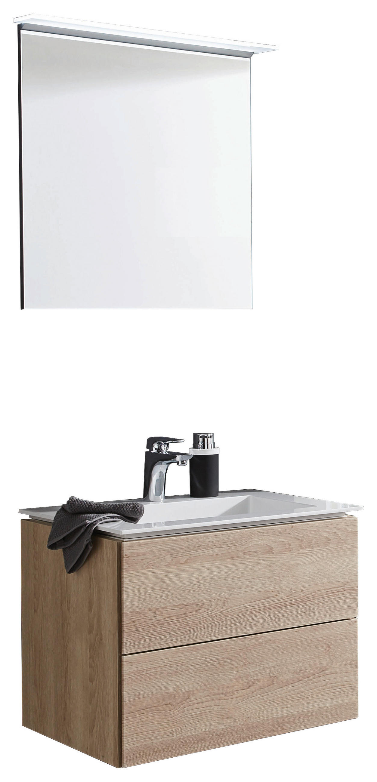 BADEZIMMER  in 61,2 cm  - Eiche Bianco/Weiß, Design, Holzwerkstoff/Stein (61,2cm) - Dieter Knoll