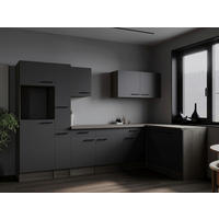 ECKKÜCHE 310/172 cm  in Grau, Eichefarben  - Eichefarben/Schwarz, Design, Holzwerkstoff/Metall (310/172cm) - Respekta