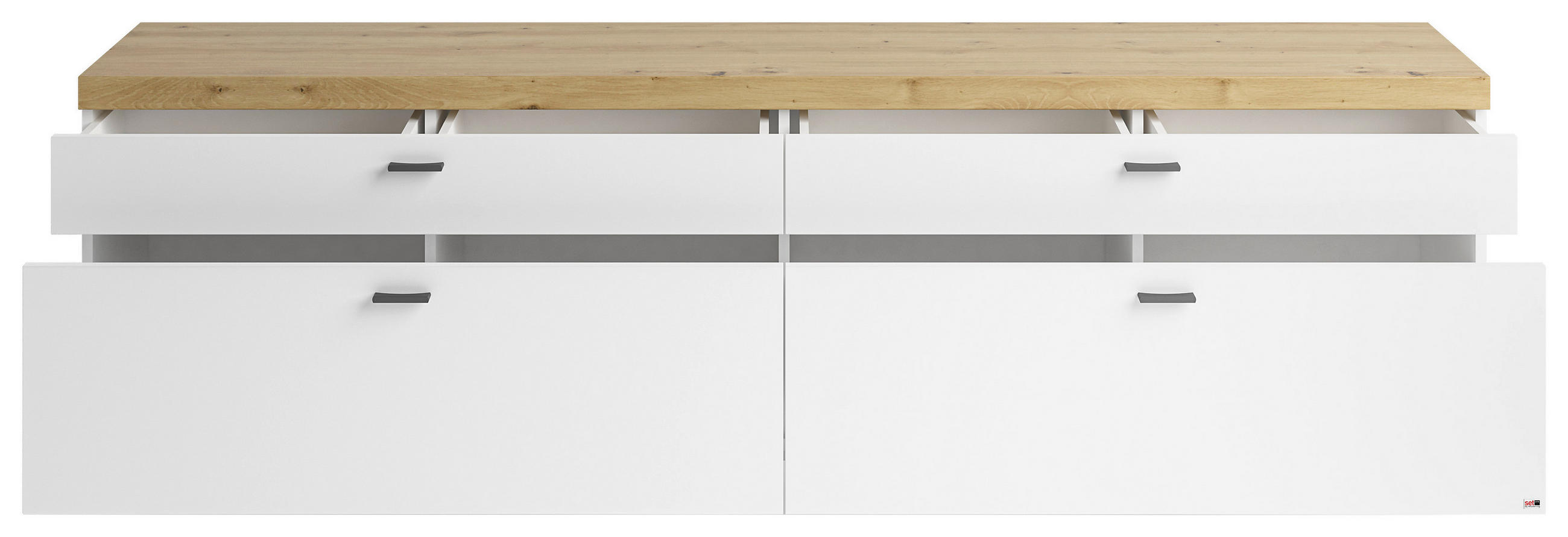 LOWBOARD in 210/58,7/43,8 cm - Weiß/Eiche Artisan, Design, Holzwerkstoff/Metall (210/58,7/43,8cm) - SetOne by Musterring
