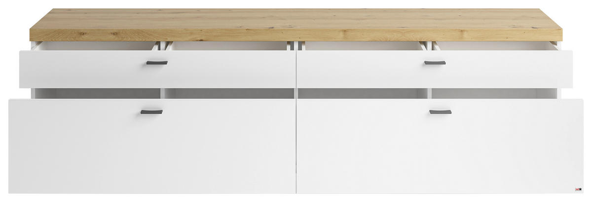 LOWBOARD  in 210/58,7/43,8 cm  - Weiß/Eiche Artisan, Design, Holzwerkstoff/Metall (210/58,7/43,8cm) - SetOne by Musterring