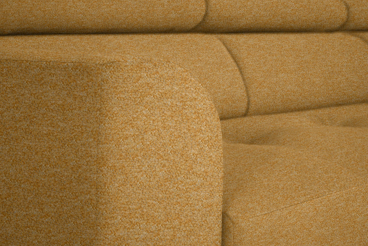 ECKSOFA in Chenille Currygelb  - Currygelb/Schwarz, Design, Textil/Metall (280/205cm) - MID.YOU