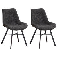 STUHL-SET 2 Stück  in Chenille  - Schwarz, Design, Textil (53/87/63cm) - MID.YOU