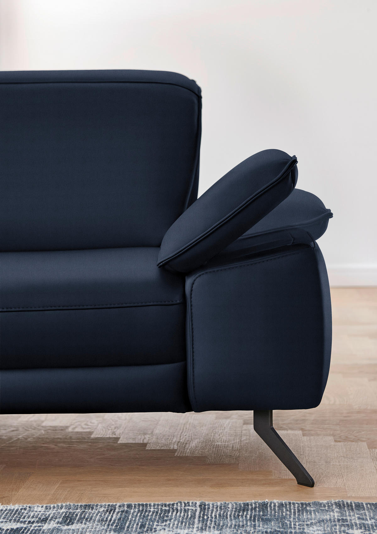 ECKSOFA in Echtleder Dunkelblau  - Schwarz/Dunkelblau, Design, Leder/Metall (193/328cm) - Dieter Knoll