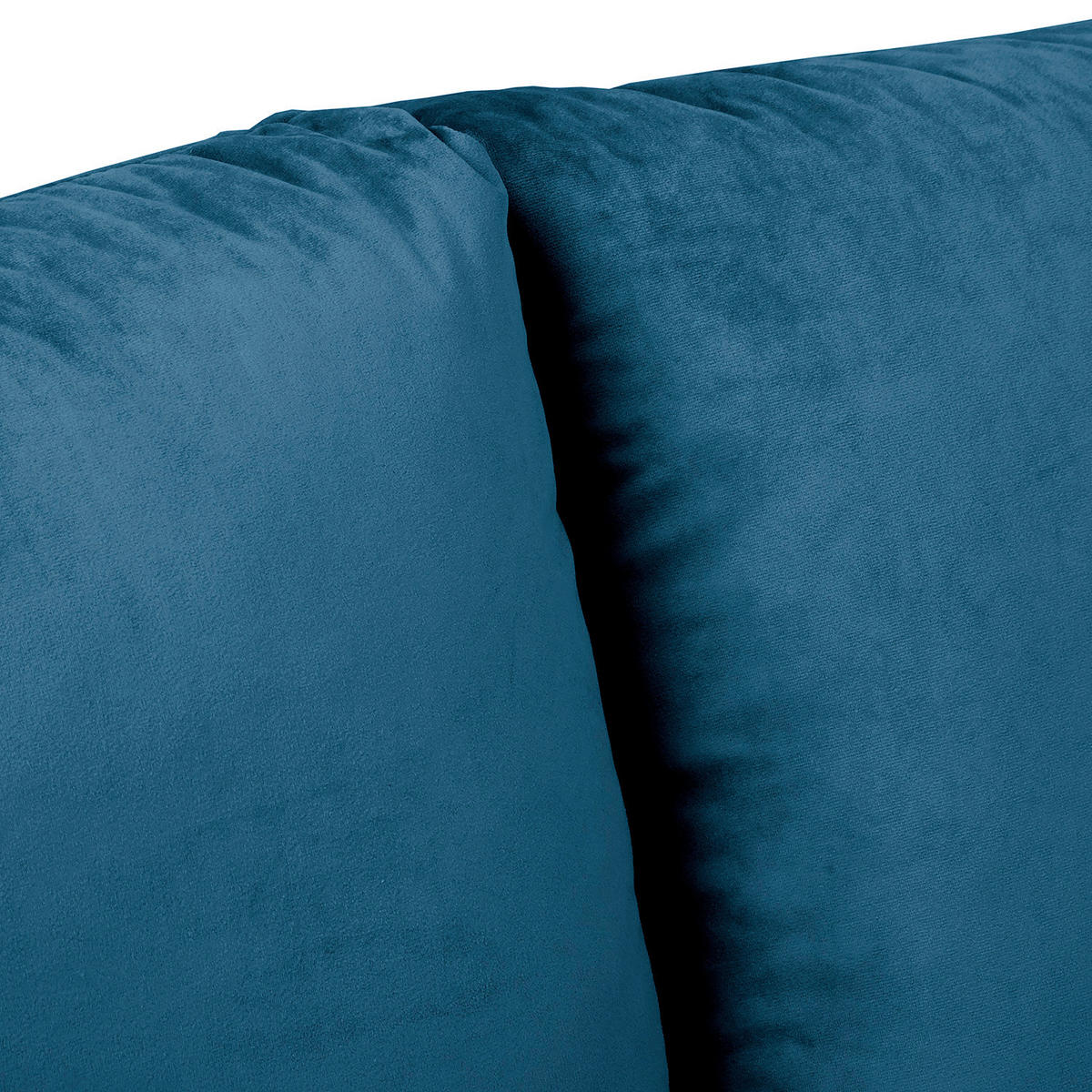 ECKSOFA inkl. Hocker Ariella Blau Samt Rückenkissen, Hocker  - Blau/Naturfarben, Design, Holz/Textil (231/161cm) - Livetastic