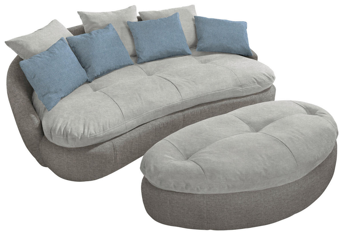 ÓRIÁS KANAPÉ textil szürke  - fekete/kék, Basics, műanyag/textil (238/80/143cm) - Welnova