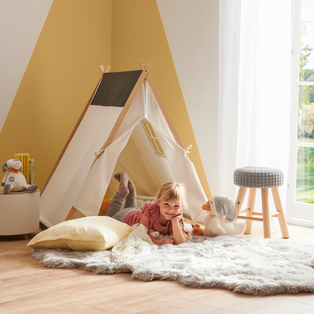 SPIELZELT - Dunkelgrau/Creme, Basics, Holz/Textil (100/100/110cm) - My Baby Lou