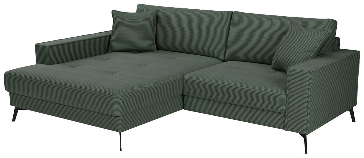 ECKSOFA TED Dunkelgrün Cord Zierkissen  - Dunkelgrün/Schwarz, Trend, Textil/Metall (174/228cm) - P & B
