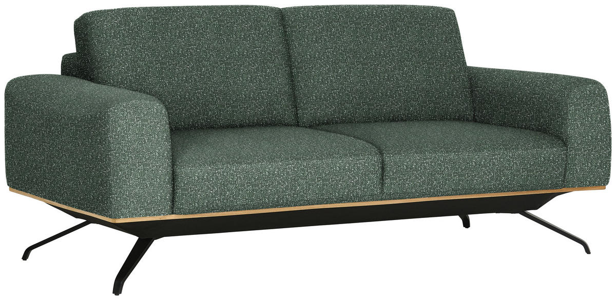 3-SITZER-SOFA in Struktur Grün  - Schwarz/Grün, Design, Holz/Textil (196/85-104/95cm) - Novel