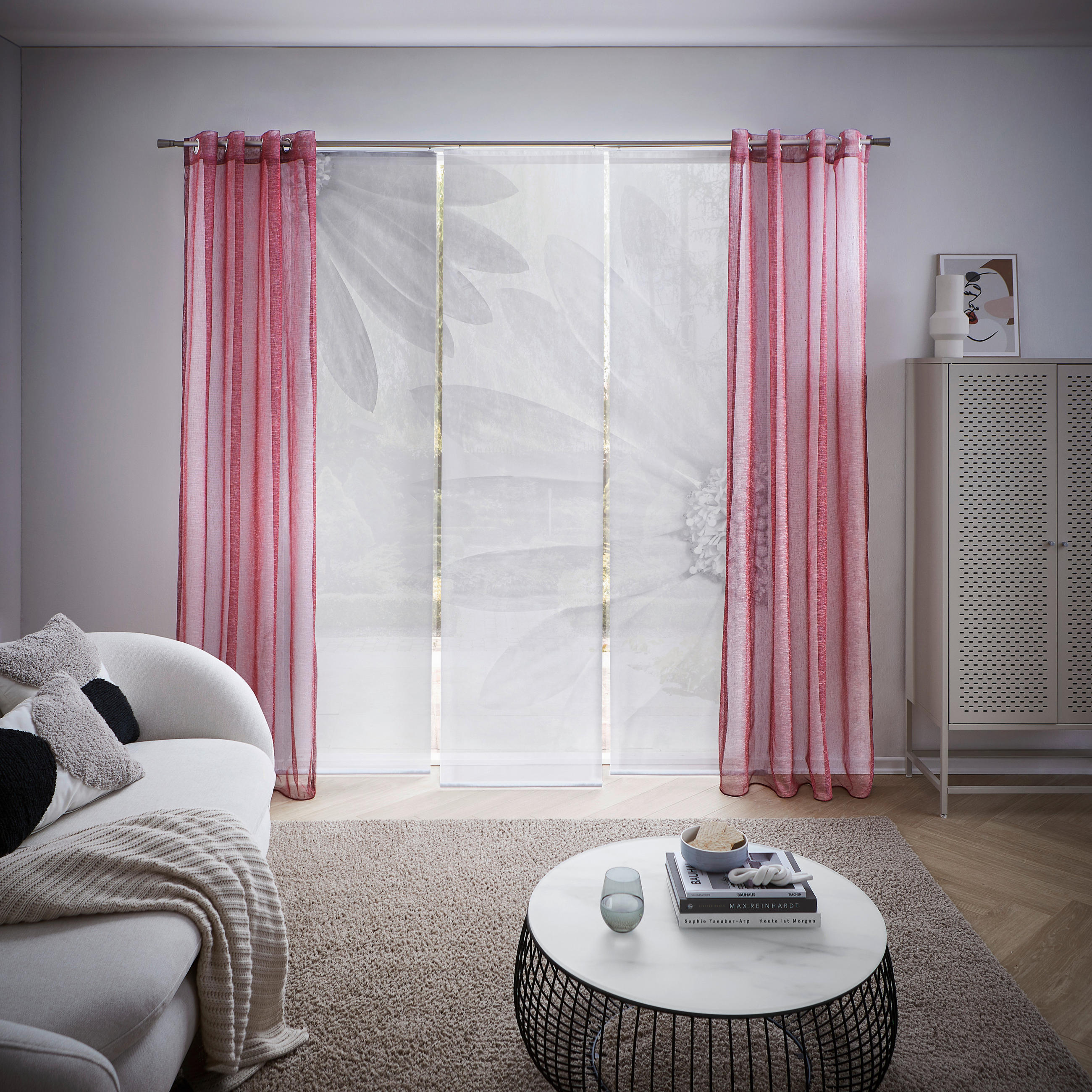 FLÄCHENVORHANG 3ER SET   halbtransparent  60/245 cm   - Silberfarben, Basics, Textil (60/245cm) - Novel