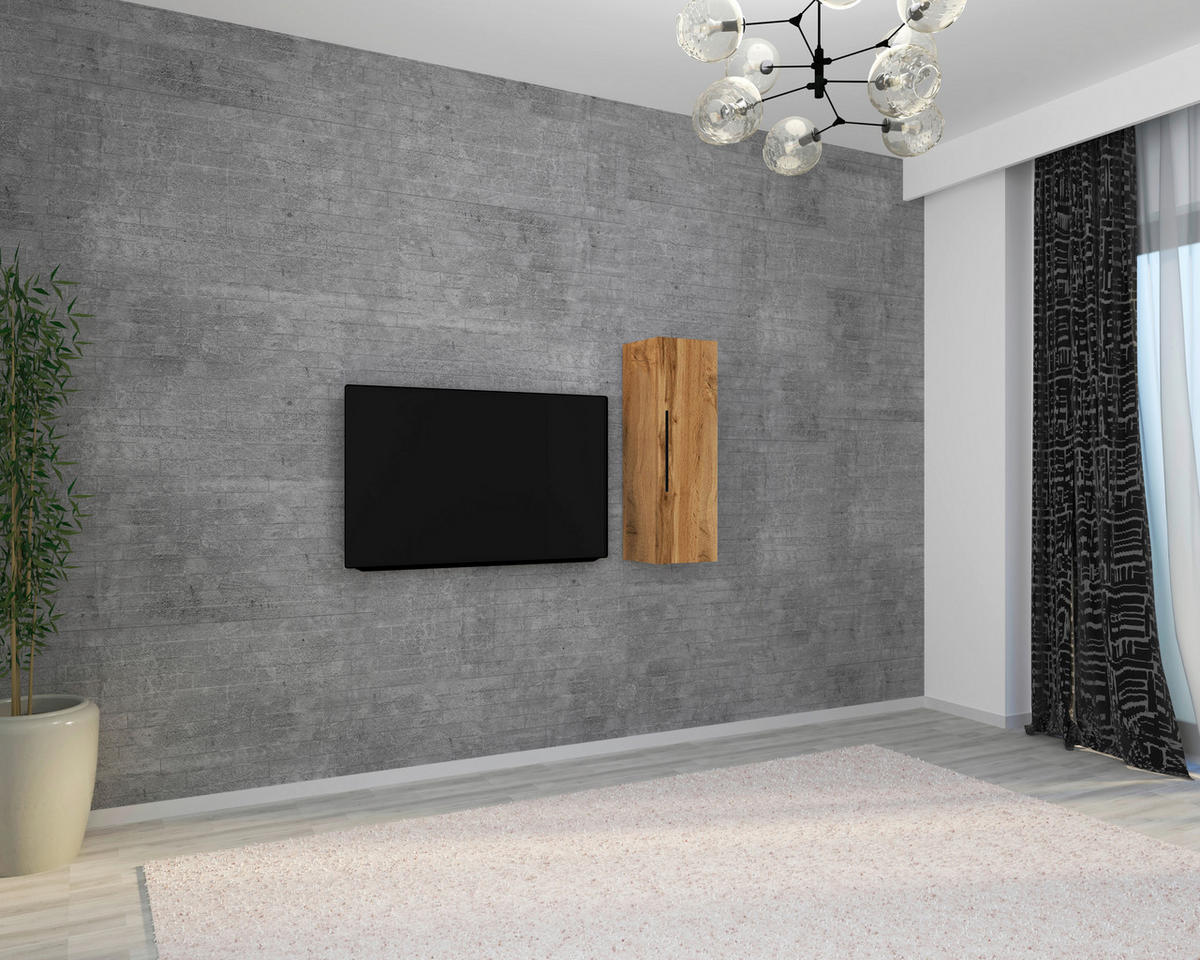 HÄNGESCHRANK 30/95/30 cm  - Honigeiche/Schwarz, MODERN, Holzwerkstoff/Metall (30/95/30cm) - MID.YOU