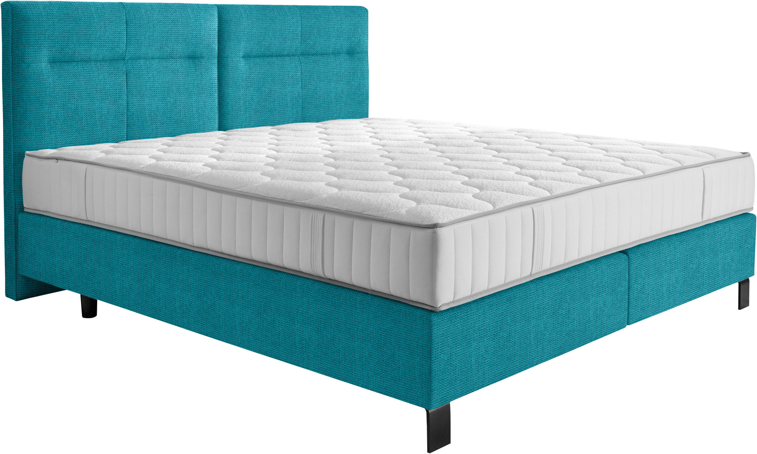 BOXSPRINGBETT 160/220 cm  in Türkis  - Türkis/Schwarz, KONVENTIONELL, Textil/Metall (160/220cm) - Esposa