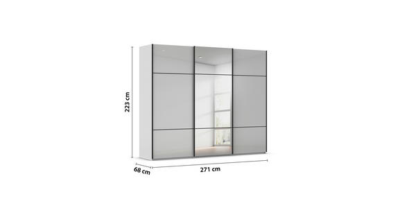 SCHWEBETÜRENSCHRANK 271/223/68 cm 3-türig Grau - Schwarz/Grau, KONVENTIONELL, Glas/Holzwerkstoff (271/223/68cm) - Novel