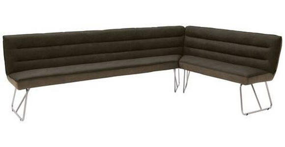 ECKBANK 274/174 cm  in Braun, Edelstahlfarben  - Edelstahlfarben/Braun, Design, Textil/Metall (274/174cm) - Dieter Knoll