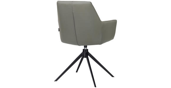 ARMLEHNSTUHL in Eisen Echtleder pigmentiert - Anthrazit/Schwarz, KONVENTIONELL, Leder/Metall (59,5/87,5/63cm) - Novel