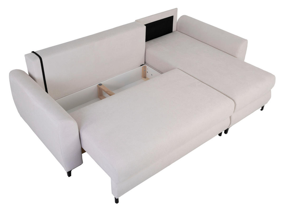 ECKSOFA in Mikrofaser Creme  - Creme/Schwarz, Design, Textil/Metall (236/148cm) - MID.YOU