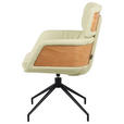 ARMLEHNSTUHL  Sitzfläche 360° drehbar, automatische Rückholfunktion  Echtleder  Schwarz, Eichefarben, Beige  - Eichefarben/Beige, Design, Leder/Holz (62/92/66cm) - Dieter Knoll