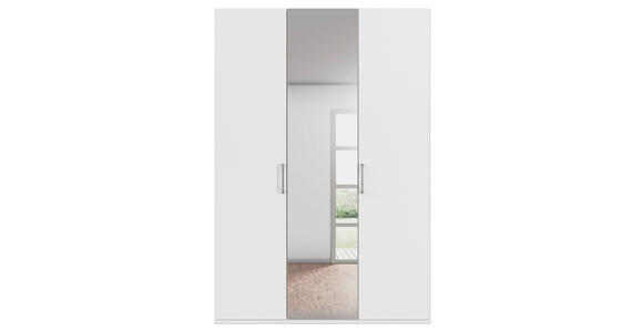 DREHTÜRENSCHRANK 151/223/61 cm,  in Weiß, 3-türig  - Chromfarben/Edelstahlfarben, Basics, Glas/Holzwerkstoff (151/223/61cm) - Novel