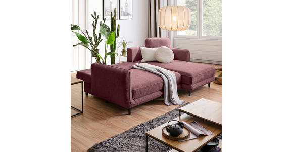 ECKSOFA in Struktur Altrosa  - Schwarz/Altrosa, KONVENTIONELL, Holz/Textil (247/170cm) - Carryhome