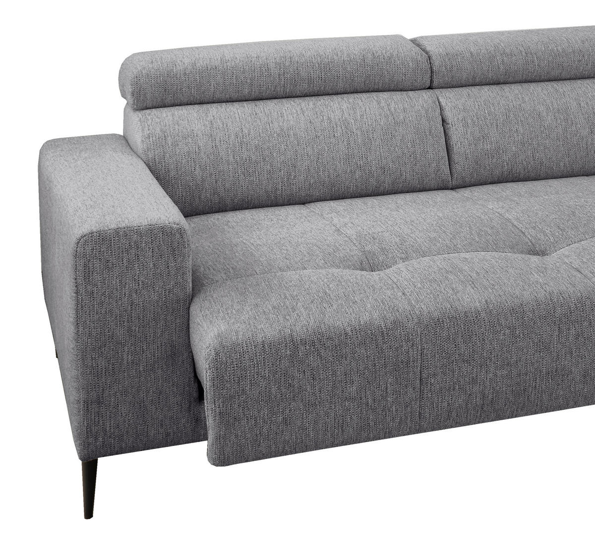 ECKSOFA Dunkelgrau Chenille  - Dunkelgrau/Schwarz, KONVENTIONELL, Textil/Metall (276/188cm) - Livetastic
