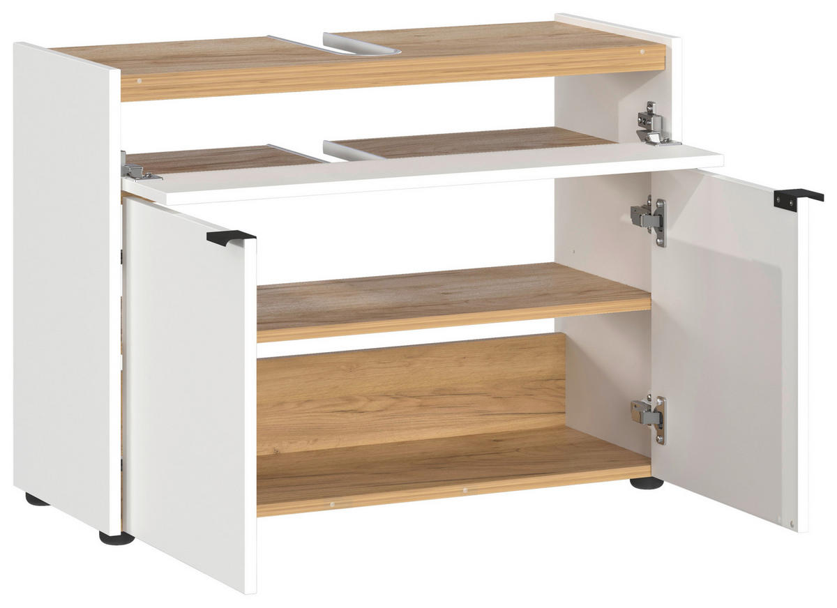 BADEZIMMER 3-teilig  in 129 cm  - Eichefarben/Schwarz, MODERN, Holzwerkstoff/Kunststoff (129cm) - Germania