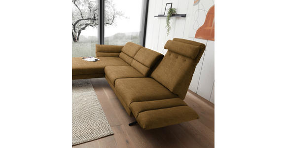 ECKSOFA  in Flachgewebe Goldfarben  176-217/279-327 cm  - Goldfarben/Schwarz, Design, Textil/Metall (176-217/279-327cm) - Dieter Knoll