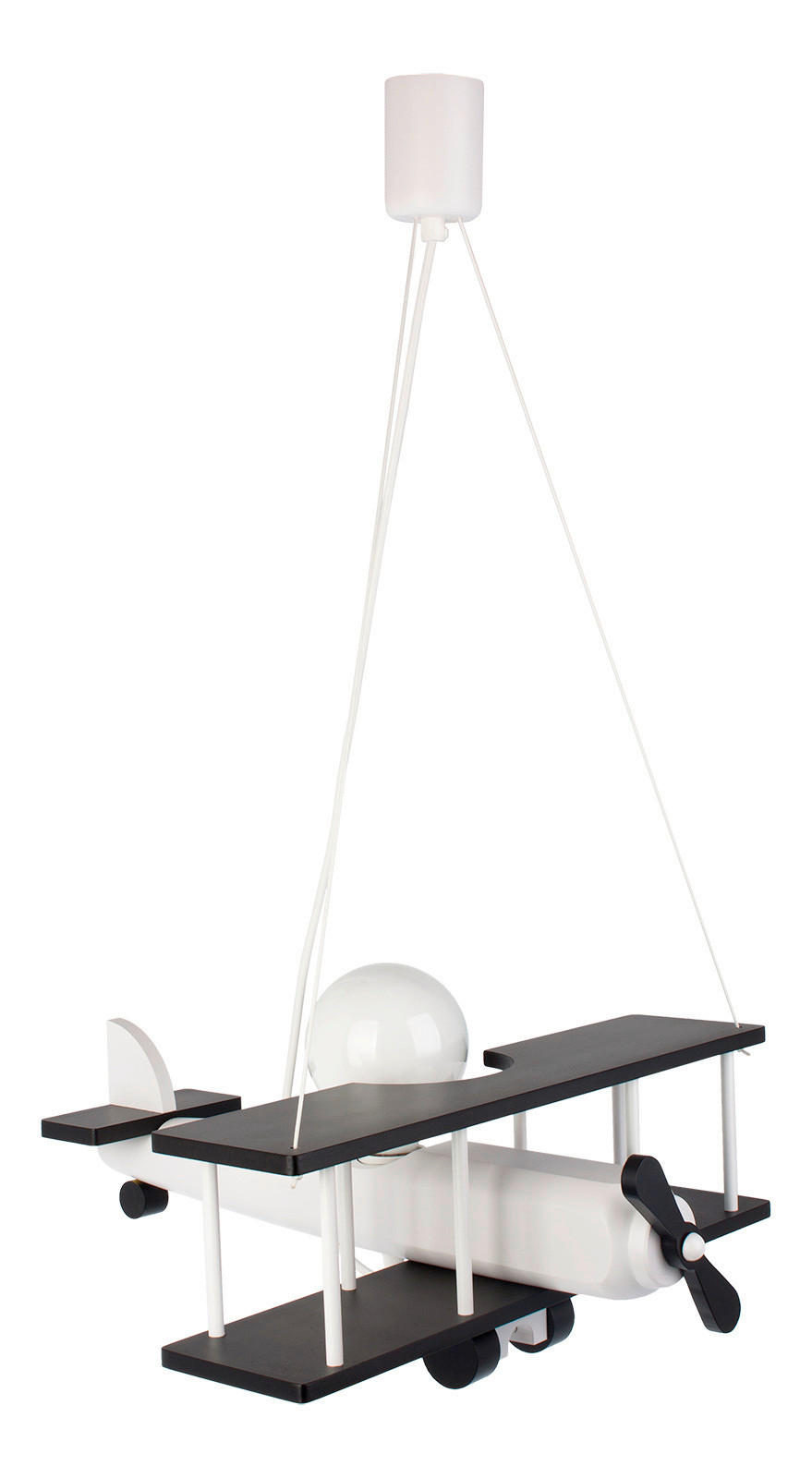 XXXLutz Kinderhängeleuchte Flugzeug Schwarz, Weiß 45x75x42 cm