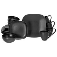 KOMBINOVANÁ SOUPRAVA, 16dílné, kamenina - černá, Basics, keramika - Creatable