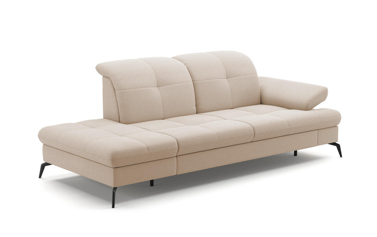 RÉCAMIERE Creme Flachgewebe  - Creme/Schwarz, KONVENTIONELL, Textil/Metall (231/90/122cm) - Sit & More