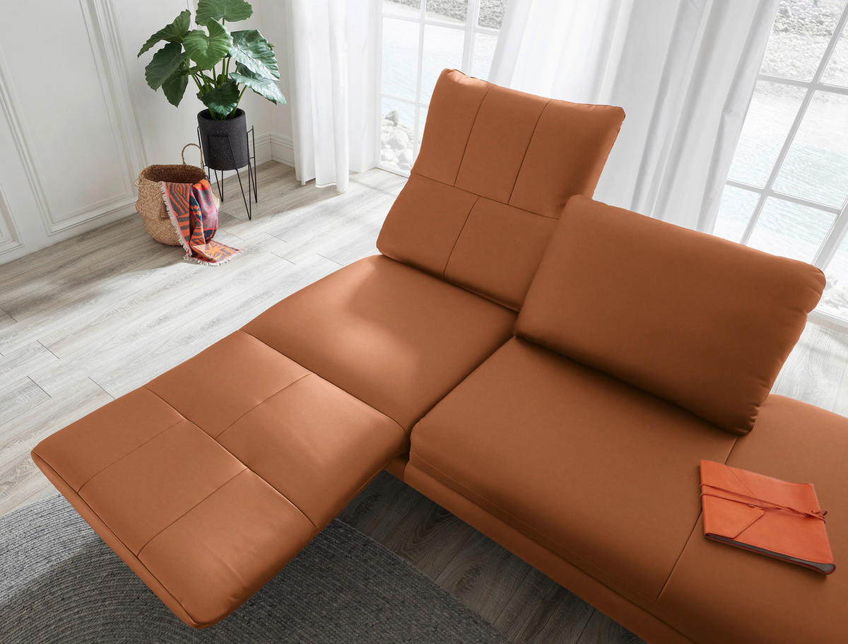 RÉCAMIERE in Echtleder Cognac  - Chromfarben/Cognac, Design, Leder/Metall (209/85-109/95-16cm) - Dieter Knoll