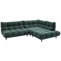 ECKSOFA Ottomane rechts, Eckteil  Grün Feincord  - Schwarz/Grün, Design, Holz/Textil (288/215cm) - Pure Home Lifestyle